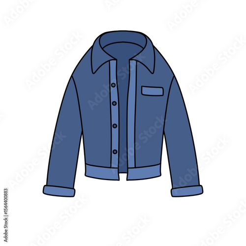 A blue jacket with a collar and buttons