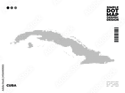 Precise dot map silhouette of Cuba. Flat vector design