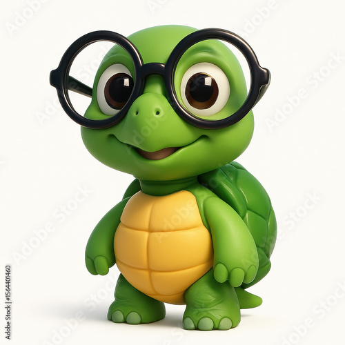 cute turtle 3D isolated on translucent