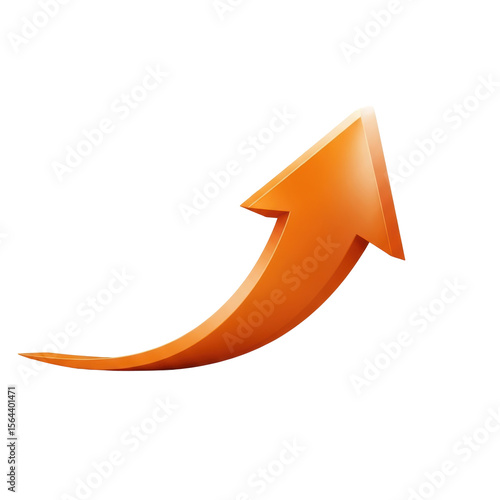 A vibrant orange 3d arrow curves upward, symbolizing growth, progress, and success.