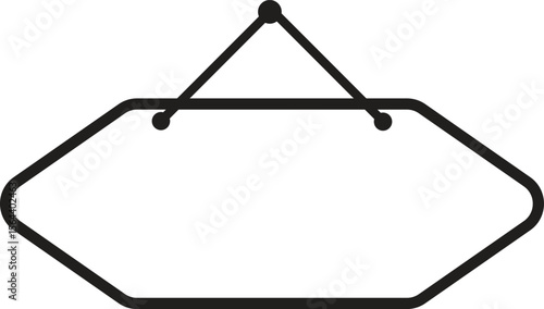 Geometric Hanging Signboard Vector Illustration – Blank Hexagonal Label Frame for Shop Signs, Nameplates, Business Notices, Door Tags, and DIY Printable Templates in Minimal Style