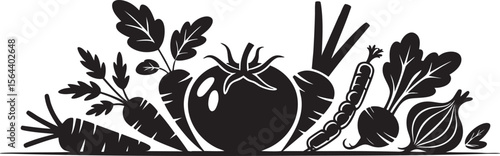 A Detailed Silhouette of Assorted Vegetables Arranged Harmoniously on a Transparent Backdrop, Highlighting the Richness and Variety of Garden-Fresh Ingredients