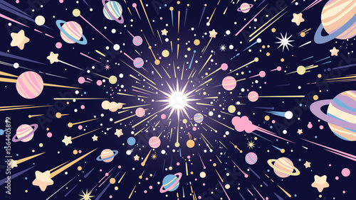 宇宙の爆発の背景イラスト ベクター 