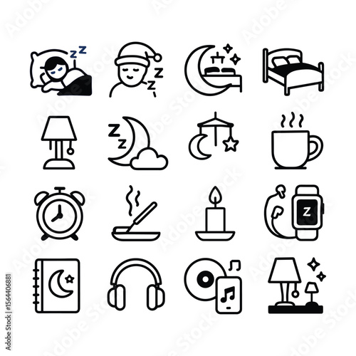 Sleep Icons Restful Night, Sweet Dreams, Relaxation, Insomnia,  Zzz