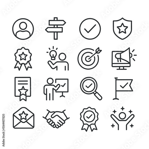 Success, Achievement, and Goal Setting A Collection of Line Icons for Business and Personal Development