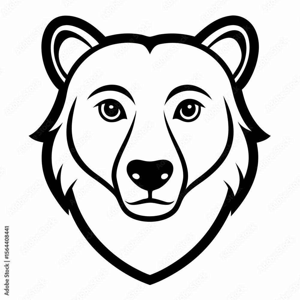Naklejka premium Andean Bear Head Line Art on White Background – South American Wildlife Vector