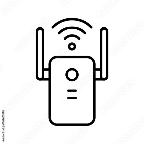 Outline icon of Wi-Fi signal extender – smart network range booster