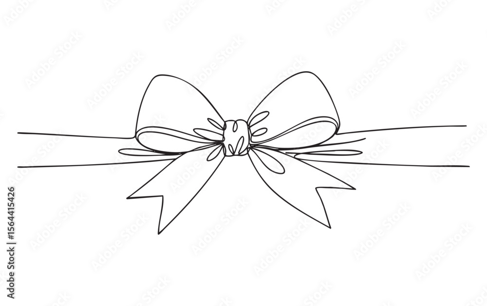 gift bow one continuous line drawing vector gift bow one continuous line drawing vector