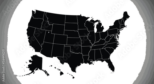 A black and white map of the united states with state lines visible