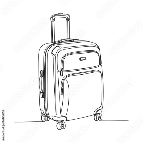 Suitcase luggage one continuous line drawing vector
