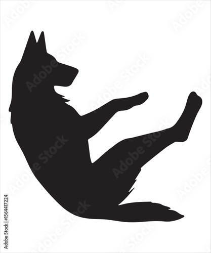 silhouette of a German Shepherd dog stretching its legs Funny Yoga