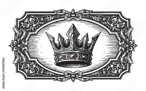 crown vintage frame ornament 