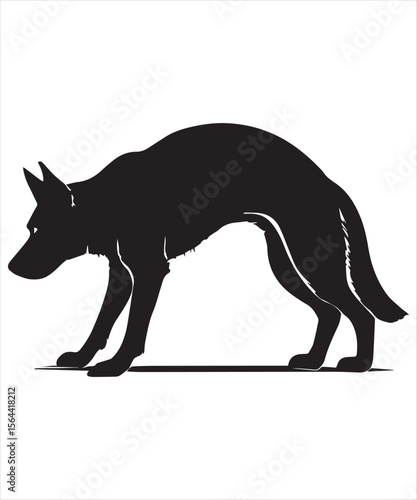 silhouette of a German Shepherd dog stretching its legs Funny Yoga