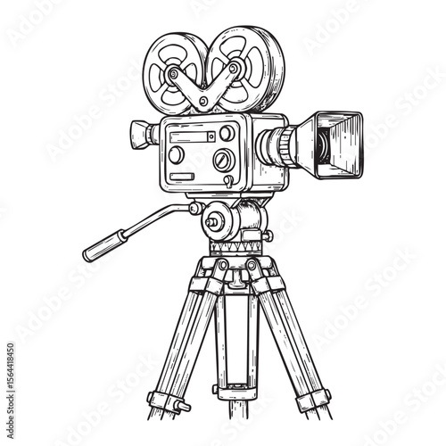 vintage video camera with stand