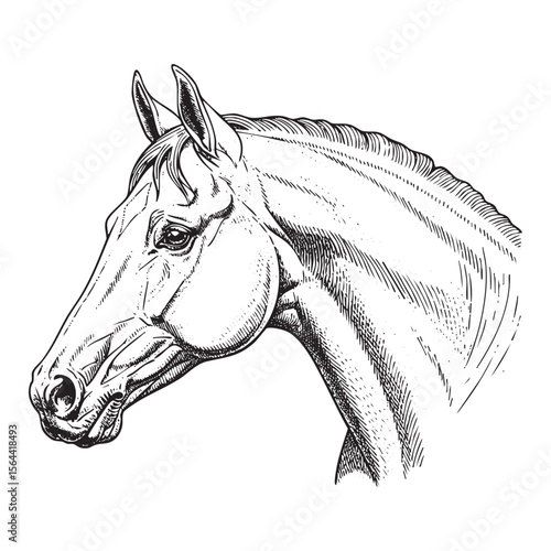 horse head engraving vector style