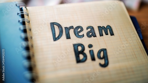 Inspirational notebook showcasing the powerful message to dream big