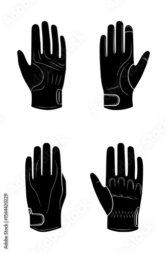 glove silhouette set, isolated background