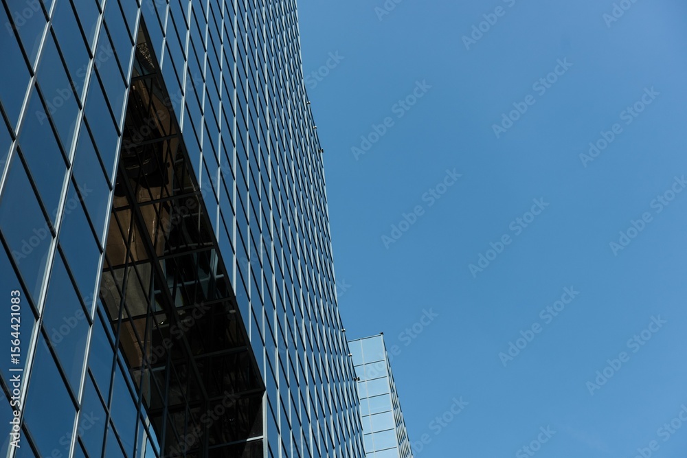 Fototapeta premium Side view of modern office buildings