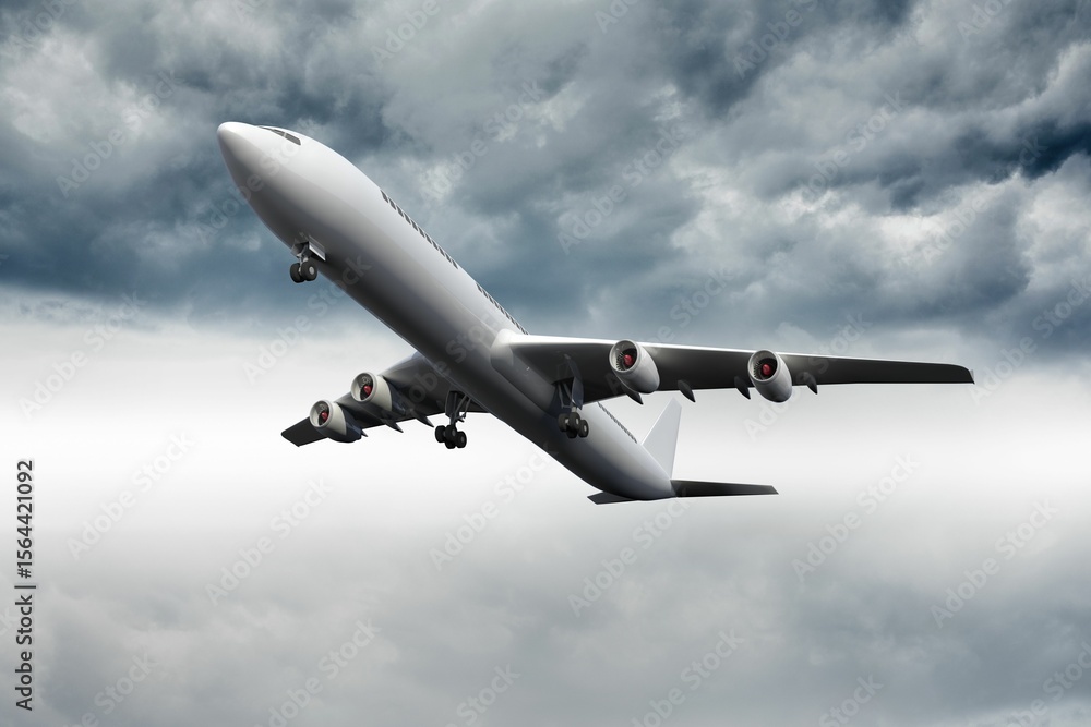 Fototapeta premium 3D plane flying in the sky