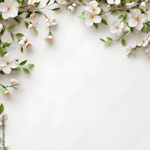 Delicate White Flower Branches on Soft Background for Decor Use