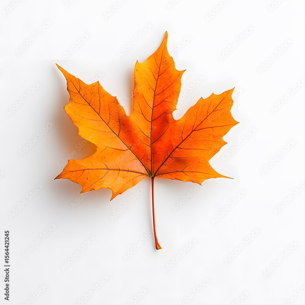 Fototapeta premium Vibrant Orange Maple Leaf Isolated on White Background