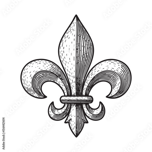 fleur de lis symbol engraving vector style