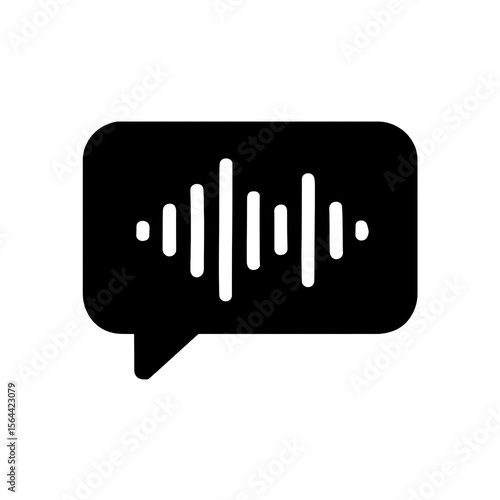 Soundwave Speech Bubble: A simple black icon depicts a soundwave inside a speech bubble. Perfect for representing voice messaging, communication and audio-related concepts. 
