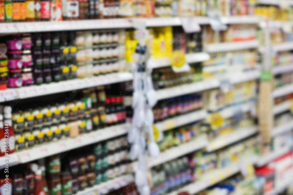 Obraz premium Defocused image of food in rack at store
