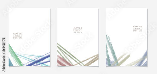 水彩のラインで描いた表紙デザイン3種_A【白背景】