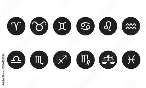 Black and White Zodiac Sign Icons