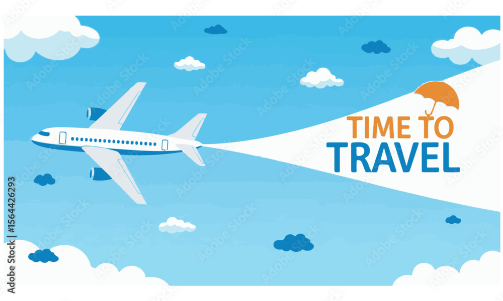 Naklejka premium Time to Travel Airplane