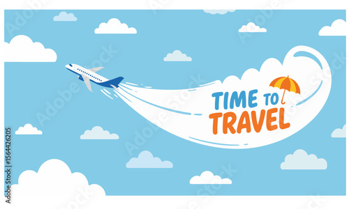 Time to Travel Airplane Cloud Banner