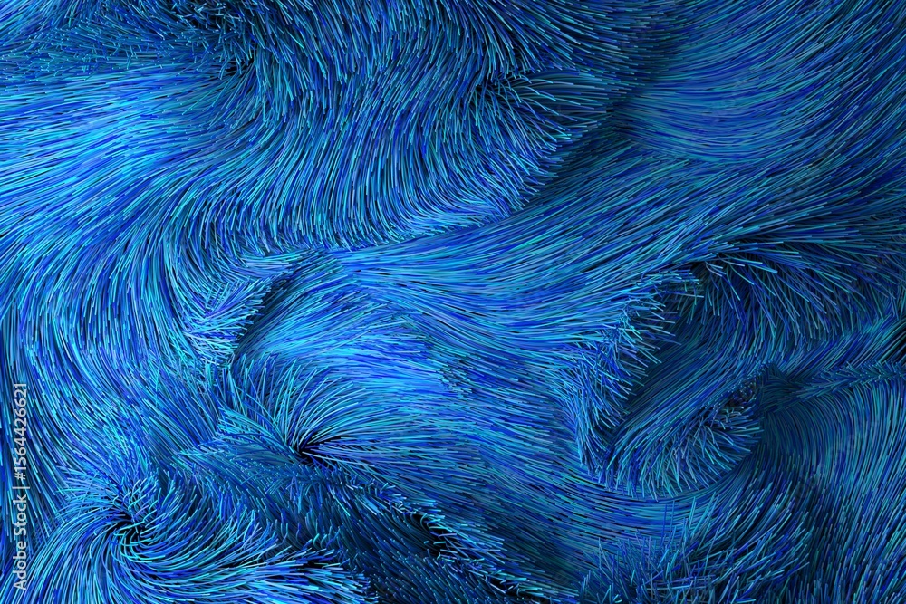 Fototapeta premium Overhead view of blue fiber optic lamp