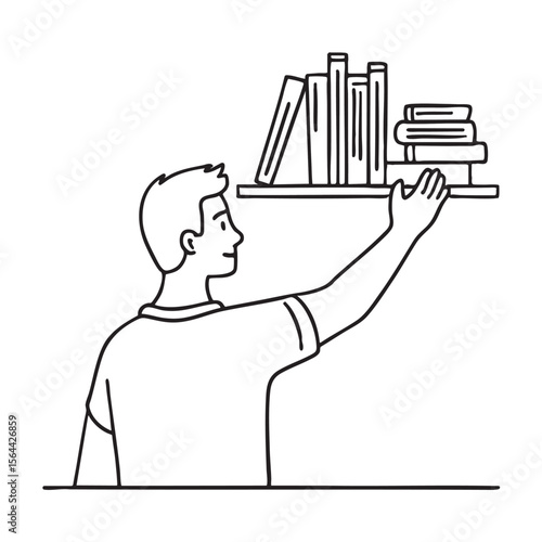A person stretching up to take a book off a shelf