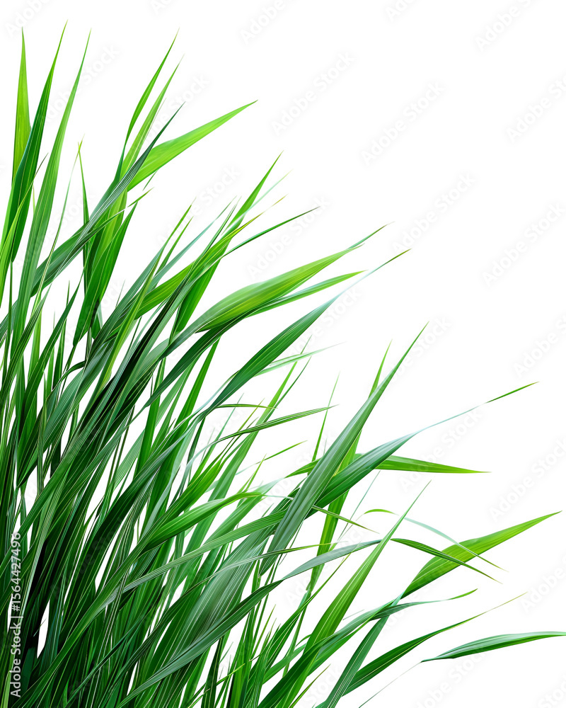 Naklejka premium Lush green grass blades against black background