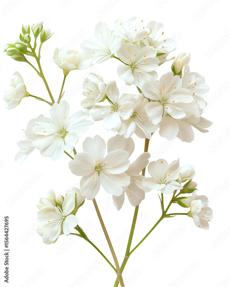 Fototapeta premium Delicate white flowers blooming beautifully on black background