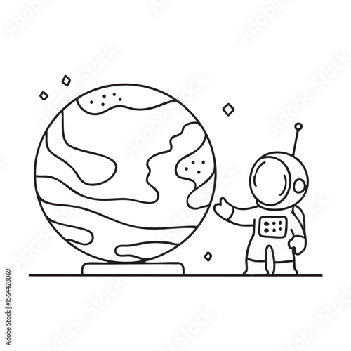 A small planet model set next to a miniature astronaut