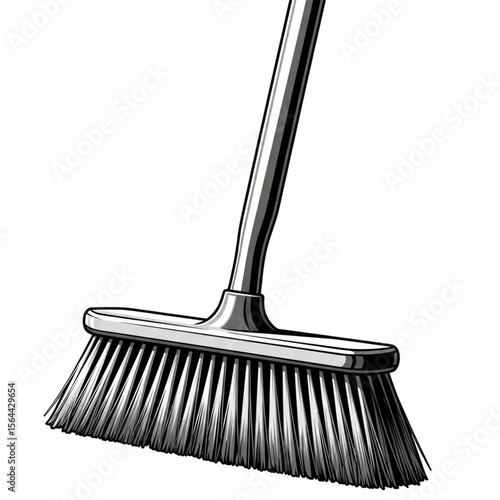 Illustration of a broom as a household tool to keep the house clean