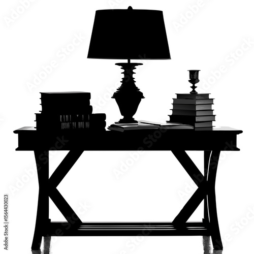 Black Silhouette Table Lamp Books Console Table stack of books 2