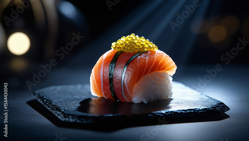 Luxurious Salmon Nigiri with Golden Roe