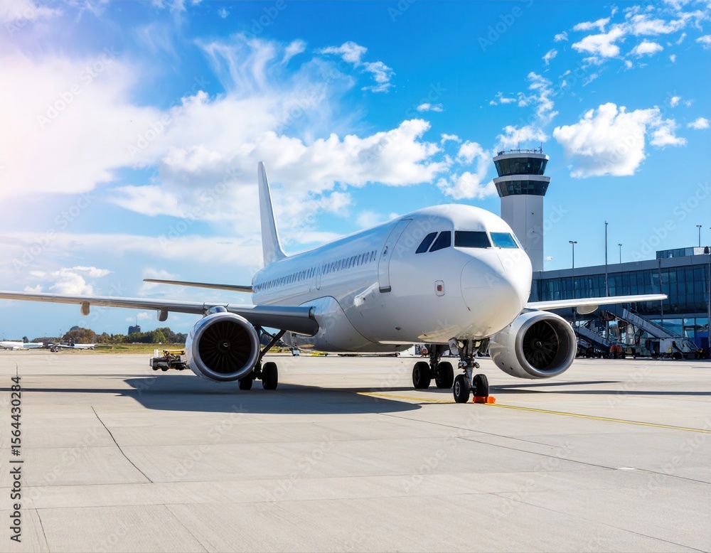 Commercial Airplane Parked at Airport Terminal Commercial Airplane Parked at Airport Terminal