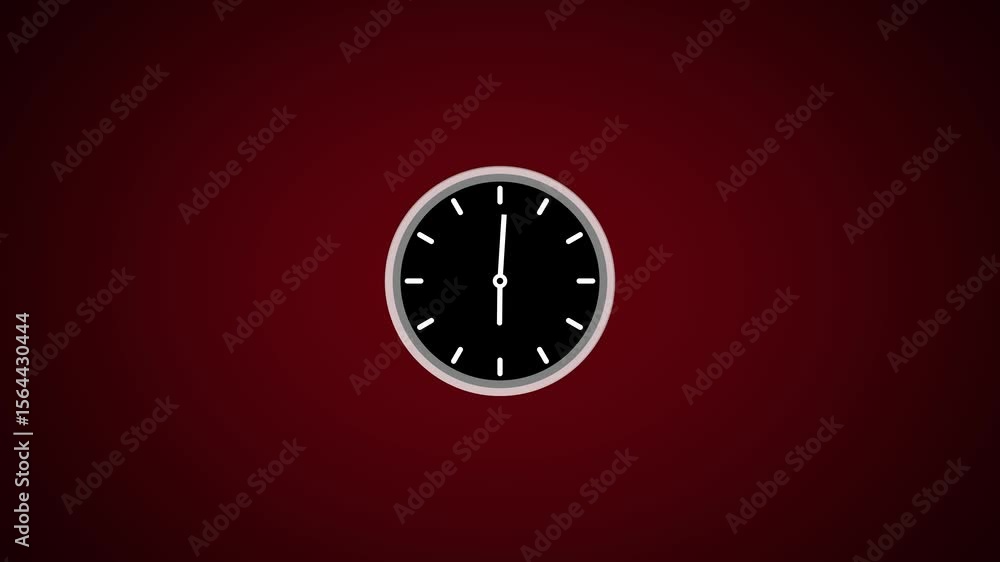 Abstract analog clock and countdown 12hours day fast speed animation with moving 12 hour loop On black background. 4k vedio