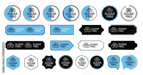 Set of Sugar Free labels and badges in different shapes