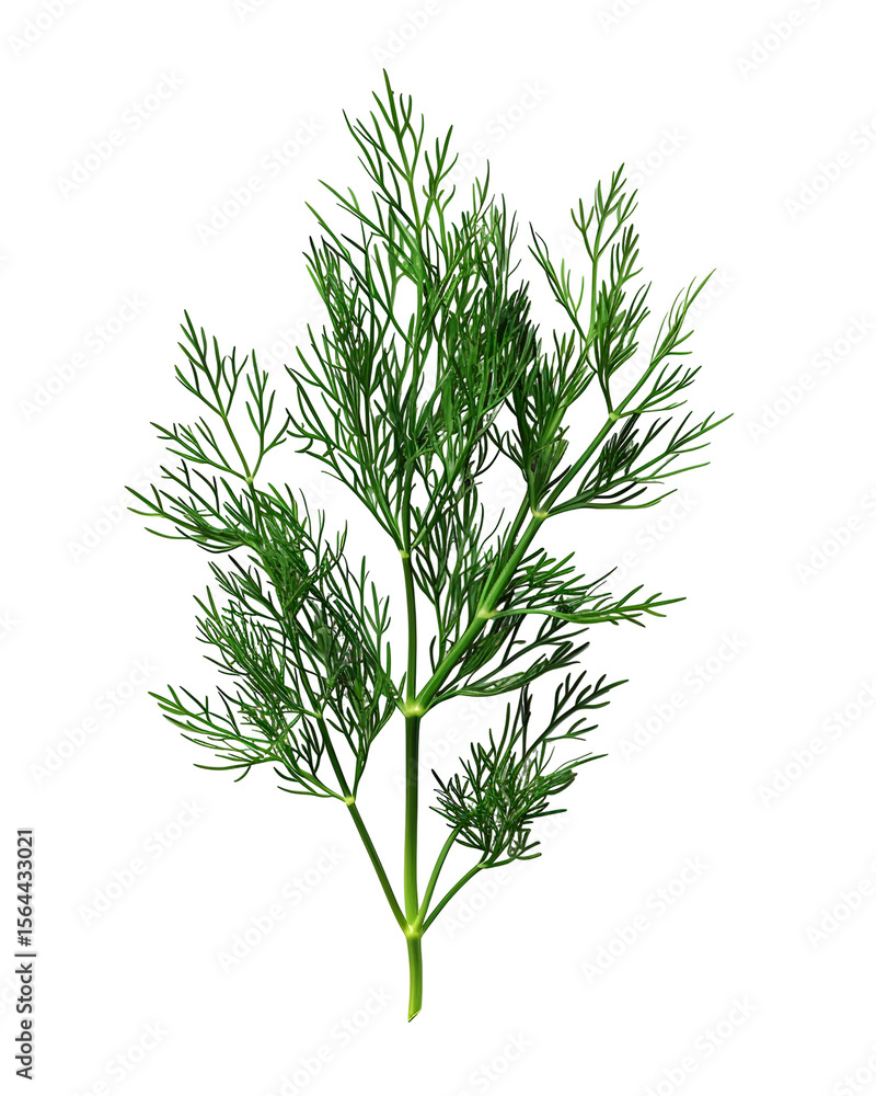 Fototapeta premium Fresh Dill Sprig Isolated on Black Background