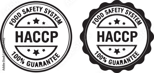 HACCP Food Safety System 100% Guarantee stamp badge vector set