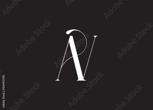 AV letter monogram: A sleek, minimalist AV letter monogram, rendered in elegant typography against a deep, sophisticated background, evoking a sense of timelessness and refined aesthetic appeal.