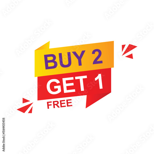 Buy 2 get 1 free buy banner template. Promotion special offer banner, Banner for marketing. Vector illustration. 