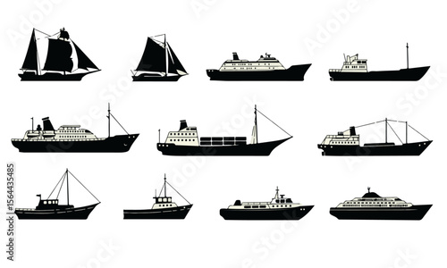 Nautical Vessel Silhouettes Collection