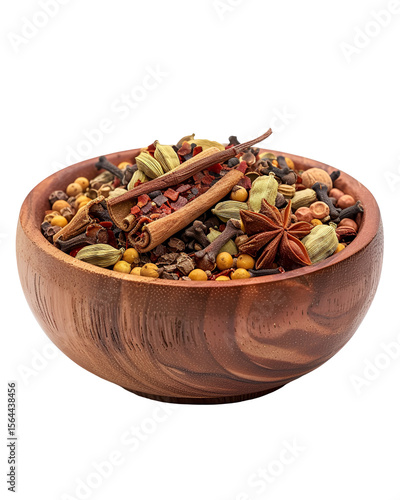 Aromatic Spice Blend in Wooden Bowl