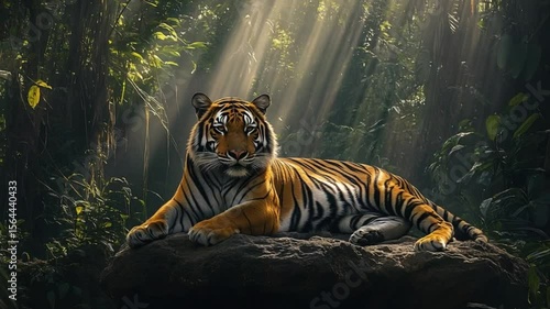 tiger on the rock in the jungle